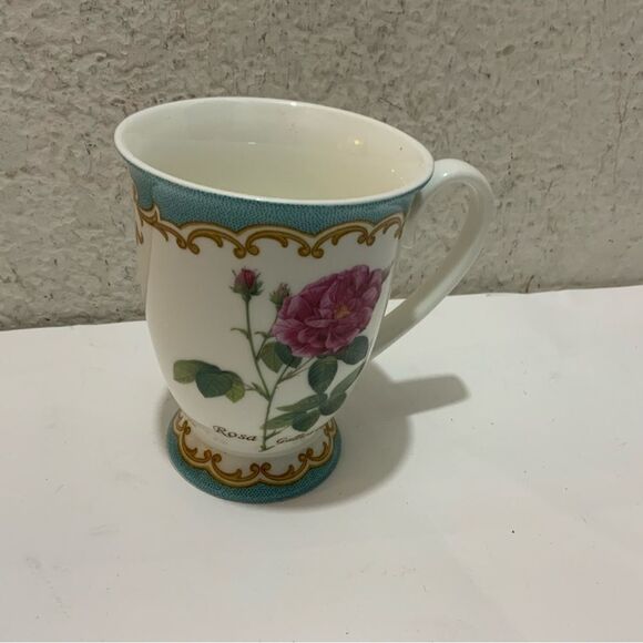 KENT POTTERY FOOTED COFFEE MUG - Roses - ROSA GALLICA OFFICINALIS G16 - Picture 2 of 8